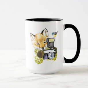 Caneca Fox bonito da aguarela que toma imagens