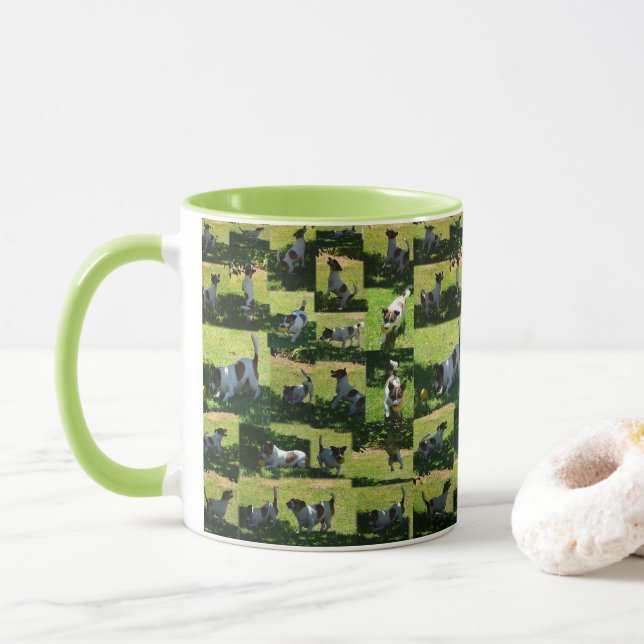 Caneca Fox Terrier, Longo Duro Dia No Trabalho, Combo Mug (Com Donut)