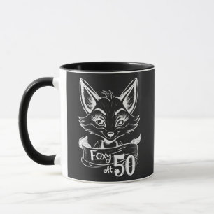 Caneca Foxy A 50, Feliz 50º Aniversário Raposa/Vixen Pret