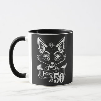 Caneca Foxy A 50, Feliz 50º Aniversário Raposa/Vixen Pret