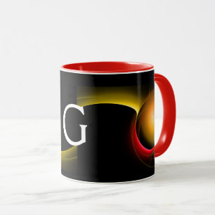 Caneca Fractais preto amarelo-alaranjado, amarelo-amarelo