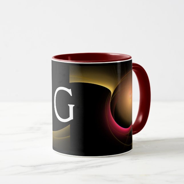 Caneca Fractais preto amarelo-rosa-rosa-ECLIPSE MONOGRAM (Frente Esquerda)