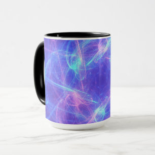 Caneca Fractal Abstrato azul e rosa suave