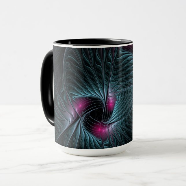 Caneca Fractal de Fantasia Colorida abstrato (Frente Esquerda)