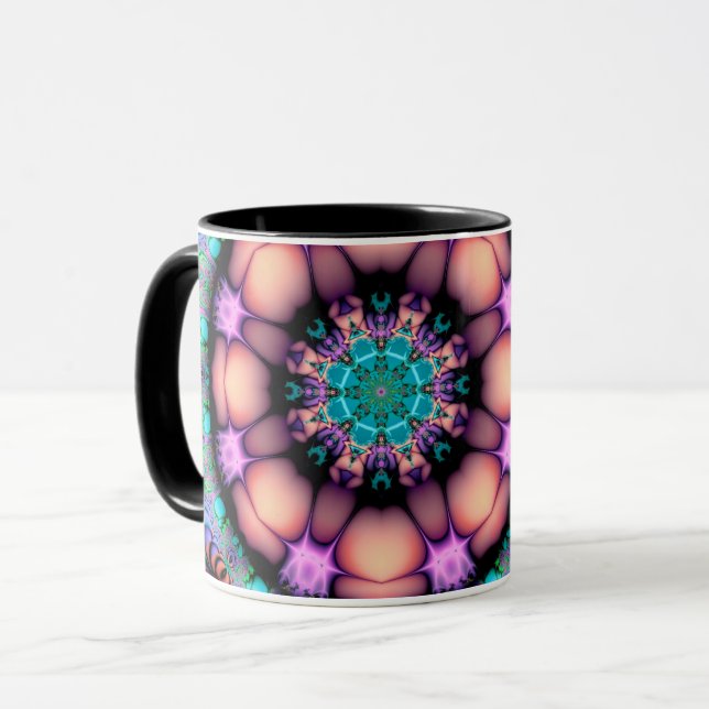 Caneca Fractal Mandala Floral Psicodélico (Frente Esquerda)