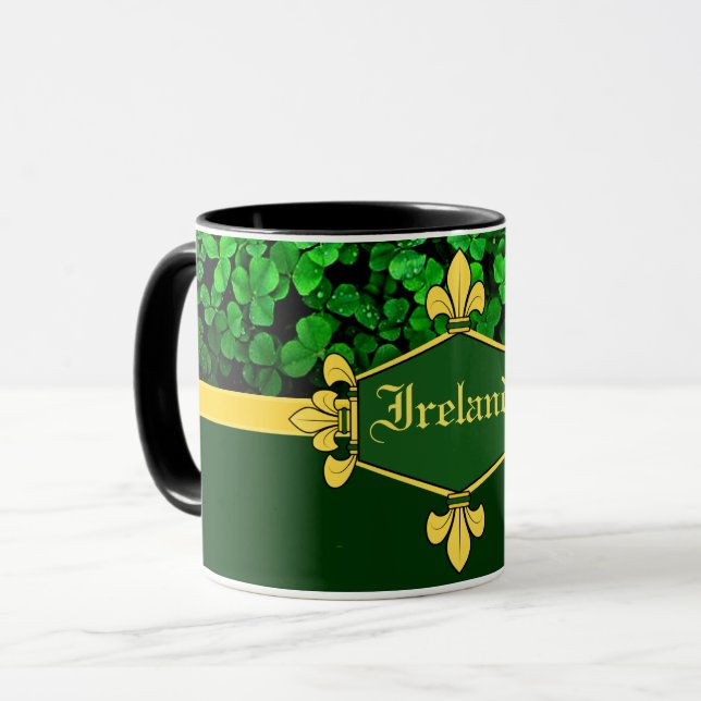 Caneca Fragmentos verdes na Irlanda, Personalizar com o n (Frente Esquerda)