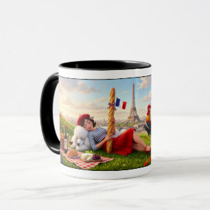 Caneca França Fofa Tema Paris e Poodle