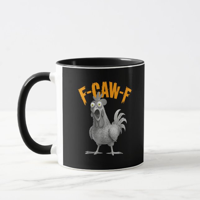 Caneca Frango F-Caw-F Engraçado Frango F-Caw-F Retro Clás (Esquerda)