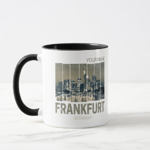 Caneca Frankfurt Alemanha Skyline Retro Vintage Souvenir
