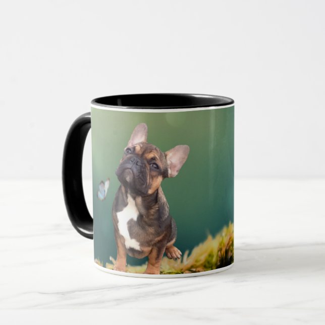 Caneca Französische Bulldogge Schmetterling French Bulldo (Frente Esquerda)