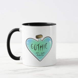 Caneca Frasco de Poção Coração Verde-azulado "Gótico ou V