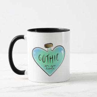 Caneca Frasco de Poção Coração Verde-azulado "Gótico ou V