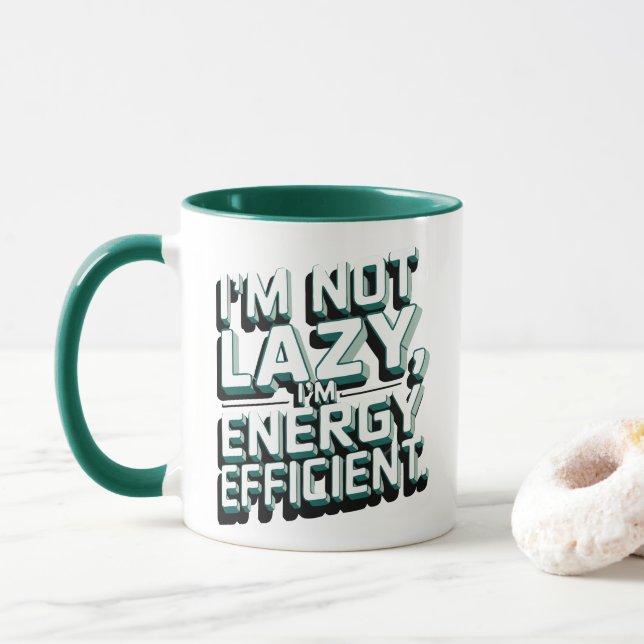 Caneca Frase engraçada - Não sou preguiçoso, sou eficient (Com Donut)