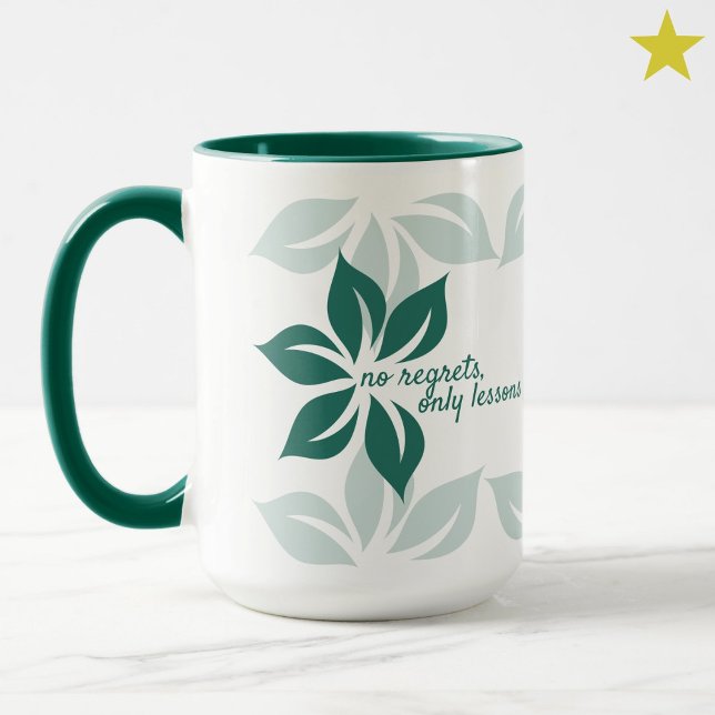 Caneca Frases de Amor Próprio com Flores Verdes Minimalis (Criador carregado)