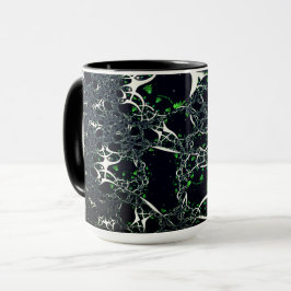 Caneca Fratural branco imperfeito no espaço negro, tricot