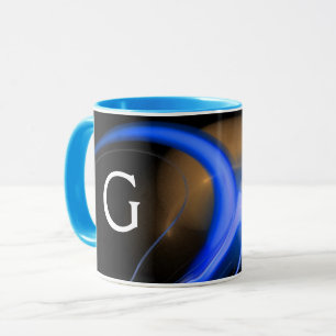 Caneca Fraturas alienígenas cor-de-laranja azul cor-de-la