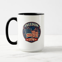 Caneca Freedom 1776 American Flag Patriotic Badge