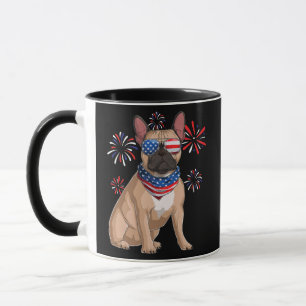 Caneca French Bulldog American USA Flag 4th of July Men