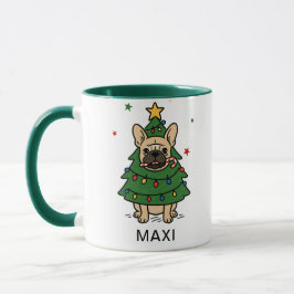 Caneca French Bulldog Christmas Tree Custom Name