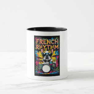 Caneca French Bulldog Playing Drums