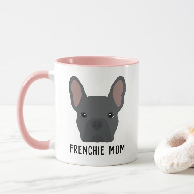 Caneca Frenchie Mãe Azul Buldogue Francês (Com Donut)