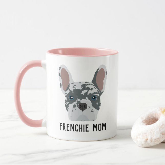 Caneca Frenchie Mãe Azul Merle Buldogue Francês (Com Donut)