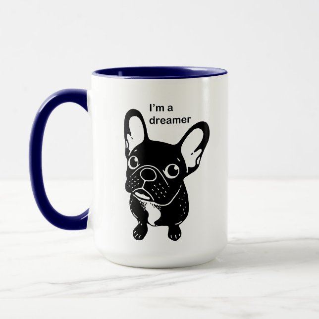 Caneca Frenchie rajado bonito é um sonhador (Esquerda)