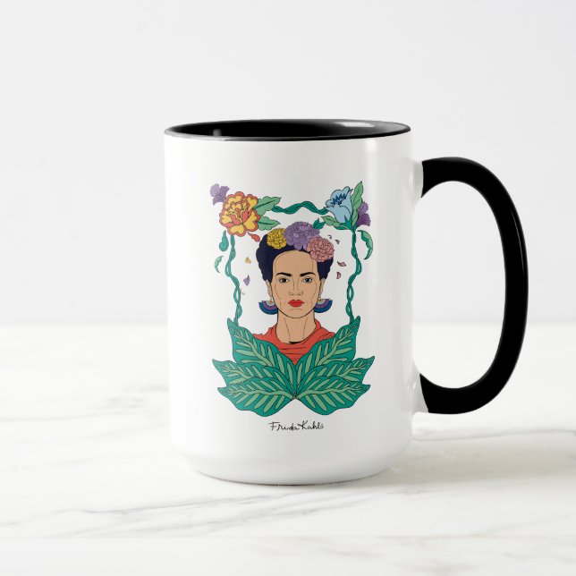 Caneca Frida Kahlo Floral Frame Graphic (Direita)