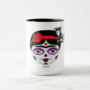 Caneca Frida Kahlo   FridaMoji - dia do morto