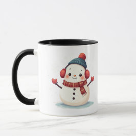 Caneca Friendly Cozy Kawaii Snowman Snowflake Design