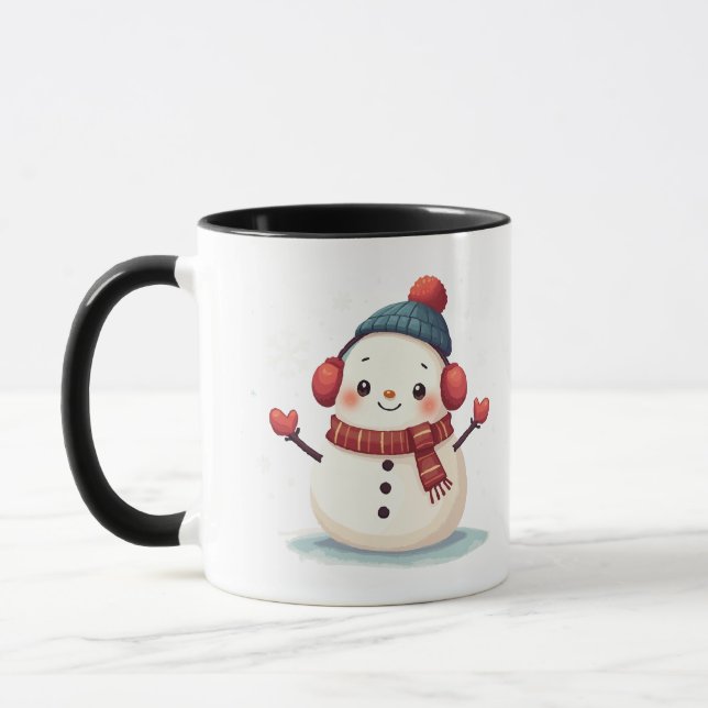 Caneca Friendly Cozy Kawaii Snowman Snowflake Design (Esquerda)