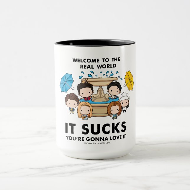 Caneca FRIENDS™ | Bem-vindo ao Mundo Real Chibi (Centro)