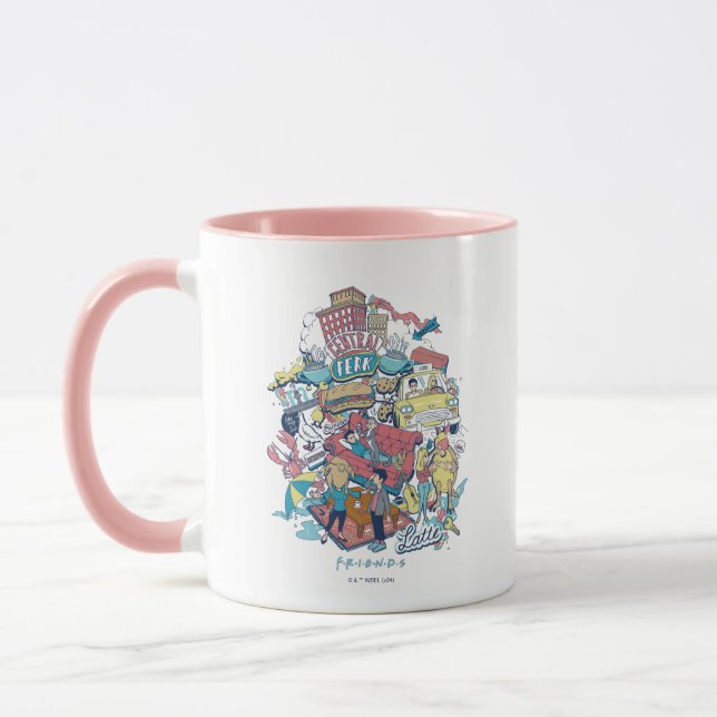 Caneca FRIENDS™ | Colagem de Desenhos Animados (Esquerda)