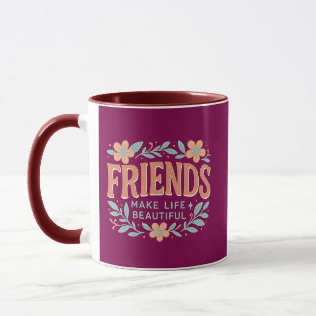 Caneca Friends Make Life Beautiful Combo Mug – Floral  (Esquerda)