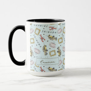Caneca FRIENDS™ Padrão de Ícones em Aquarela   Adicione S