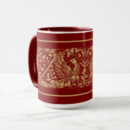 Caneca Frisa de Folhagem de Águias da Era Vitoriana