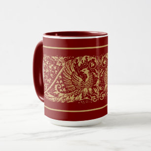 Caneca Frisa de Folhagem de Águias da Era Vitoriana