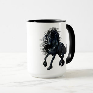 Caneca Frisão, cavalo preto do garanhão, a beleza preta