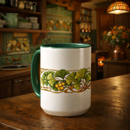 Caneca Friso Art Nouveau Retro Ginkgo Biloba
