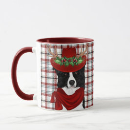 Caneca Fronteira Cachorro ao Longo da Xadrez Ocidental Na