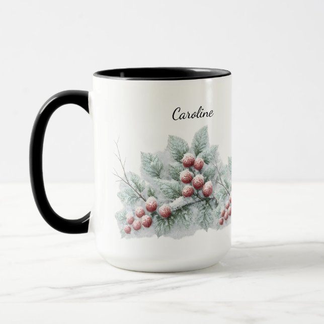 Caneca Frosted Winter Berry and Spruce Botanical Holiday  (Esquerda)