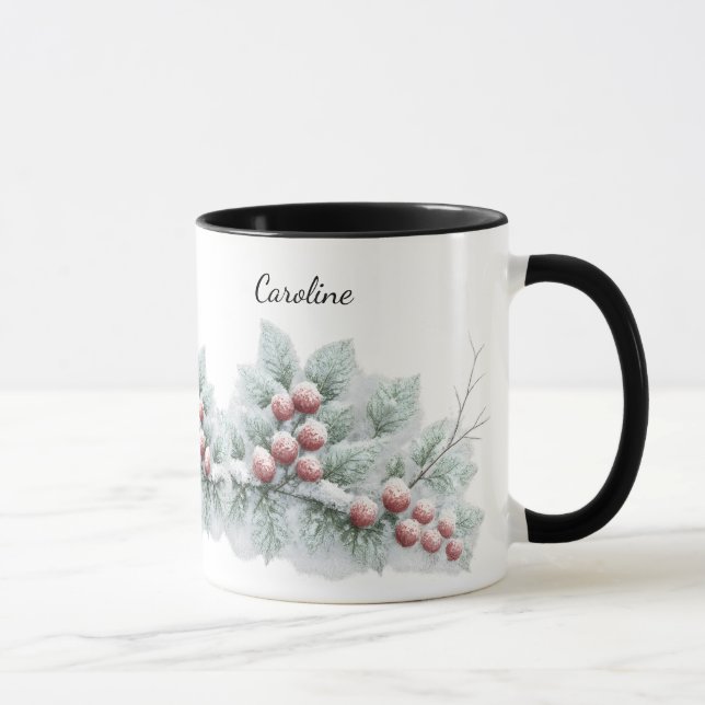 Caneca Frosted Winter Berry and Spruce Botanical Holiday  (Direita)