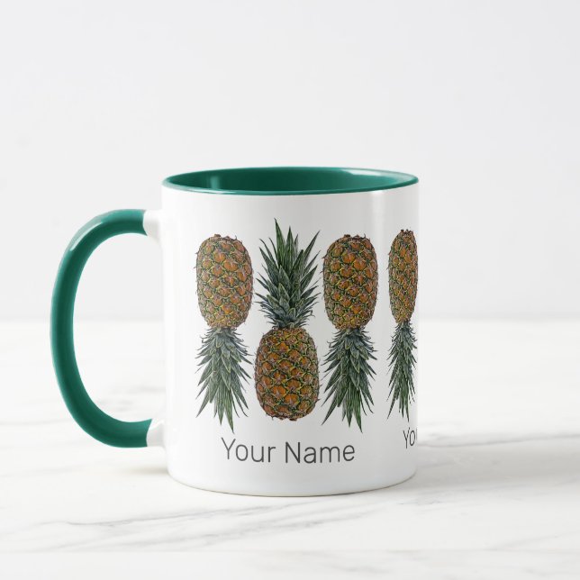 Caneca Fruta de abacaxi Retro Vegan e Vegetariana (Esquerda)