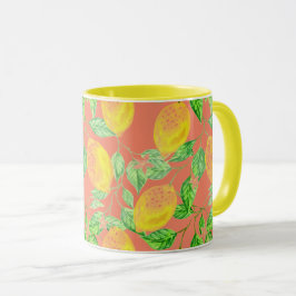 Caneca Fruta de limão amarela e cor-de-rosa
