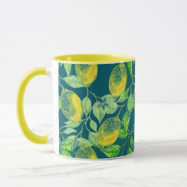Caneca Fruta de limão, vinheta azul-amarela