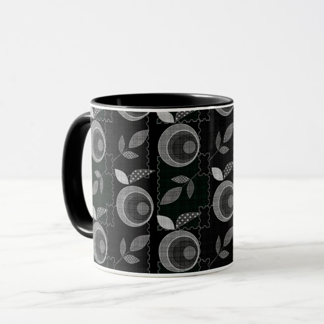 Caneca fruta de maçã moderna abstrato deixa uma mancha ge (Frente Esquerda)