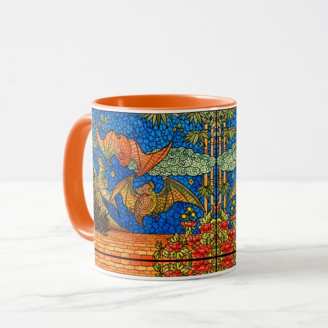 Caneca Fruta morcego Vidro manchado parece azul-mosaico l (Frente Esquerda)