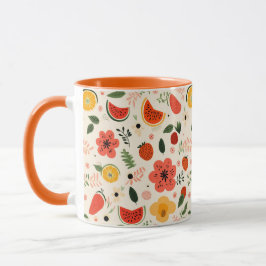 Caneca Frutas Citrus Orange Comida de padrão sem costura
