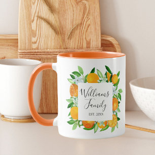 Caneca Frutas e Flores Laranja Floral botânico de verão