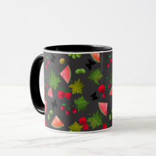 Caneca Frutas frescas sem costura Berries Aquarela Cartog